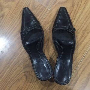 Cole Haan Black Mules with Kitten Heel, Size 7